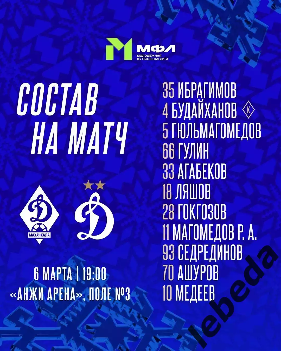 Динамо Махачкала (молодеж) - Динамо Москва (молодеж) - 2026 год. (6.03.26.) 2