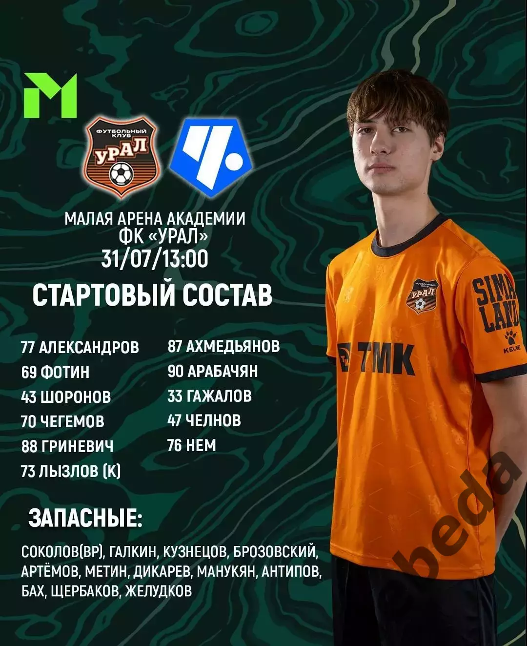 Урал(Молод) Екатеринбург - Чертаново (Молод) - 2026 год.(31.07.26.) 2