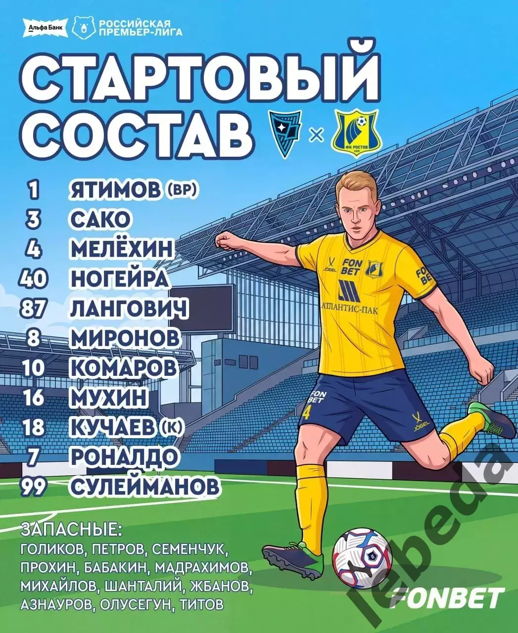 Родина Москва - ФК Ростов (Ростов-на-Дону ) - 2026 / 2027 г.(31.07.26.) 2