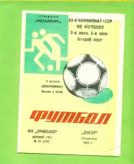 Кривбвсс (Кривой Рог) - Днепр Черкассы - 1989 год. (6.08.89.)