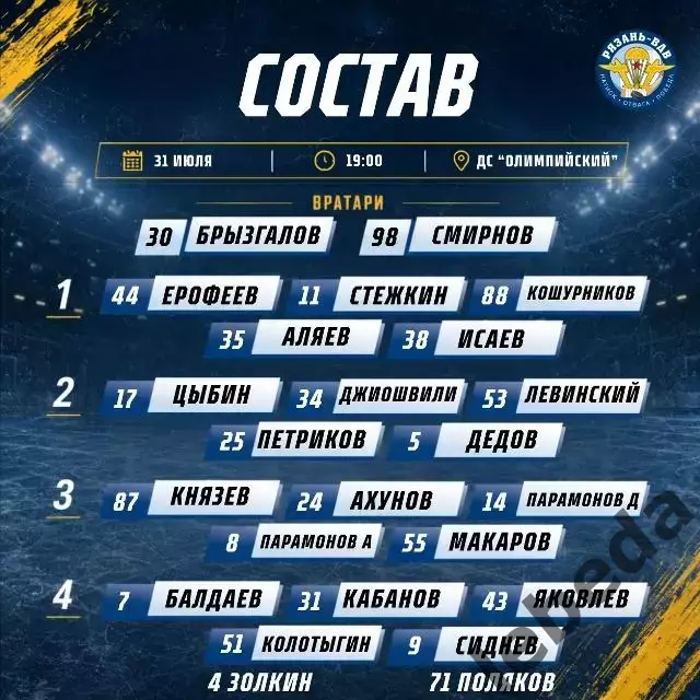 Рязань ВДВ- Кристалл Саратов - 2026 / 2027 год. (31.07.26.) Товарищеская игра 1