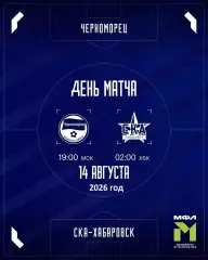 Черноморец Новороссийск (Мол.) - СКА Хабаровск (Мол.) - 2026 г. (14.08.26.)