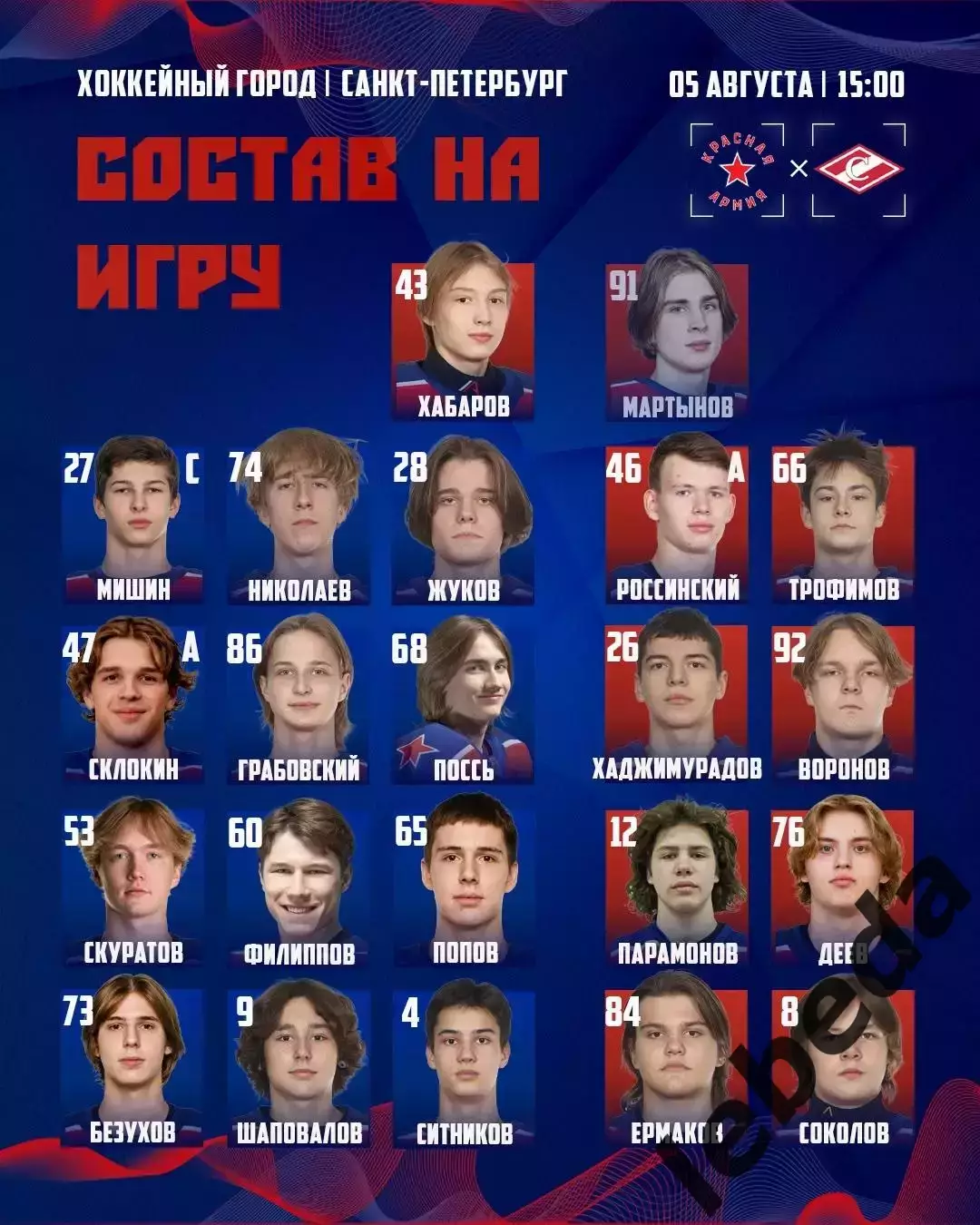 МХК Спартак Москва - Красная Армия - 2026 год. (05.08.2026.) Турнир Е.Н.Маслова. 2