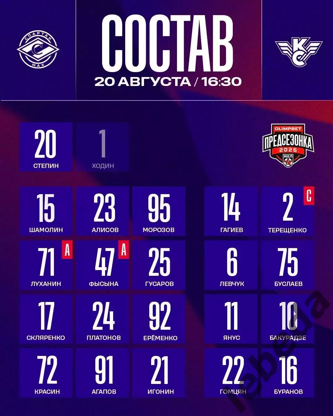 Спартак МАХ Москва - Крылья Советов Москва - 2026 / 2027. (20.08.26.) Товарняк. 2