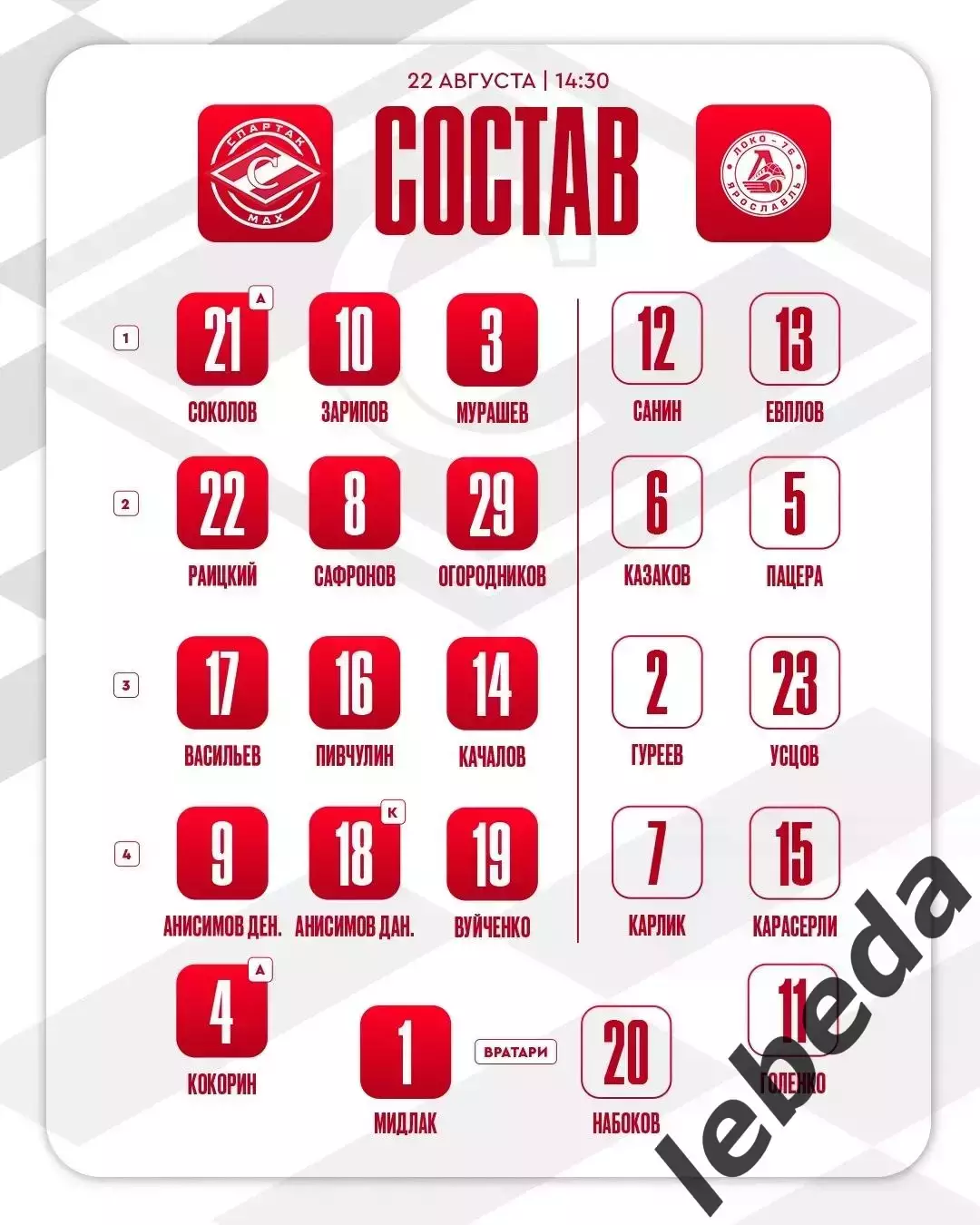 Спартак МАХ Москва - Локо-76 Ярославль - 2026 / 2027 год. (22.08.26.) 1