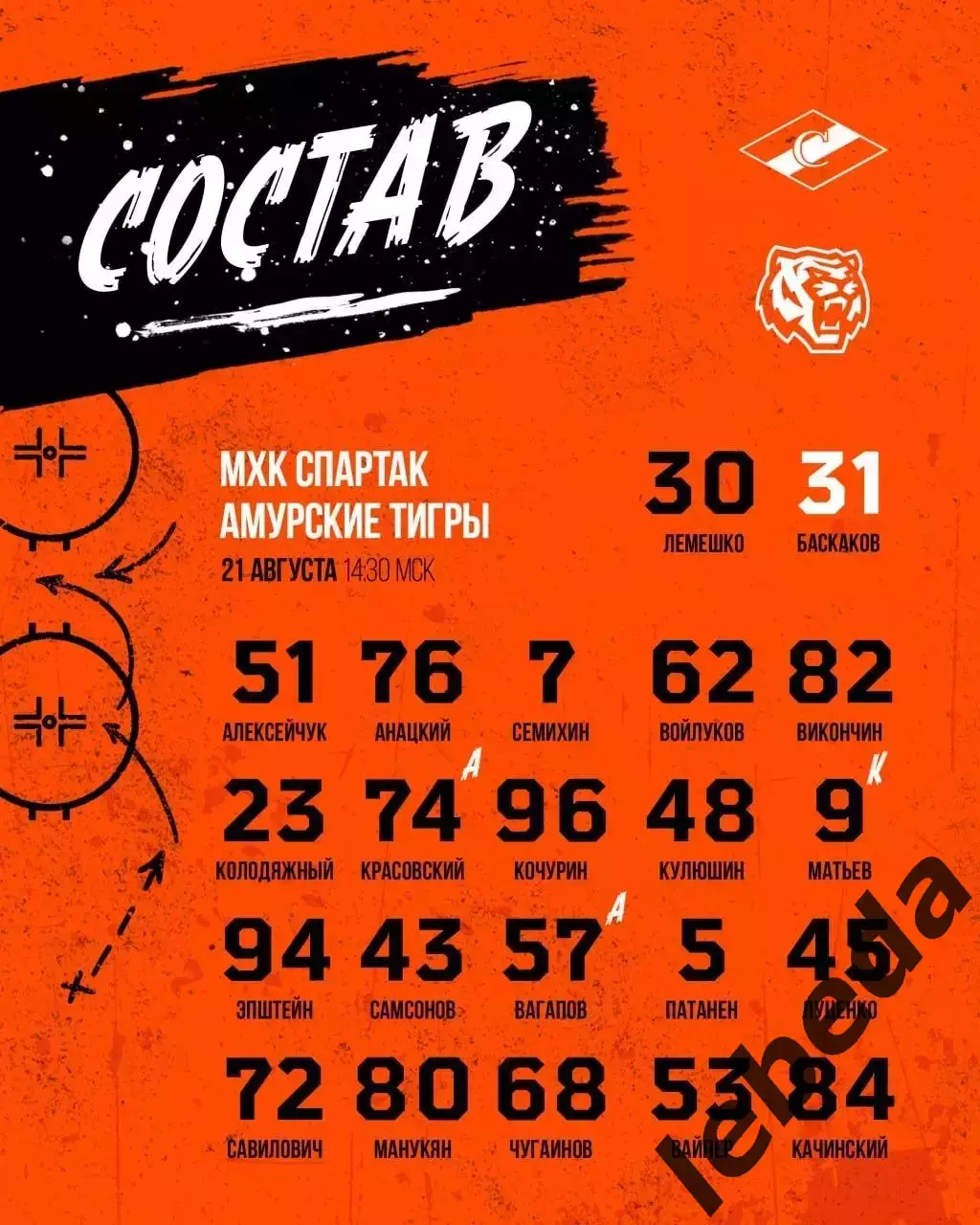 МХК Спартак Москва - Амурские Тигры Хабаровск- 2026 / 2027. (21.08.26) Товарняк. 2
