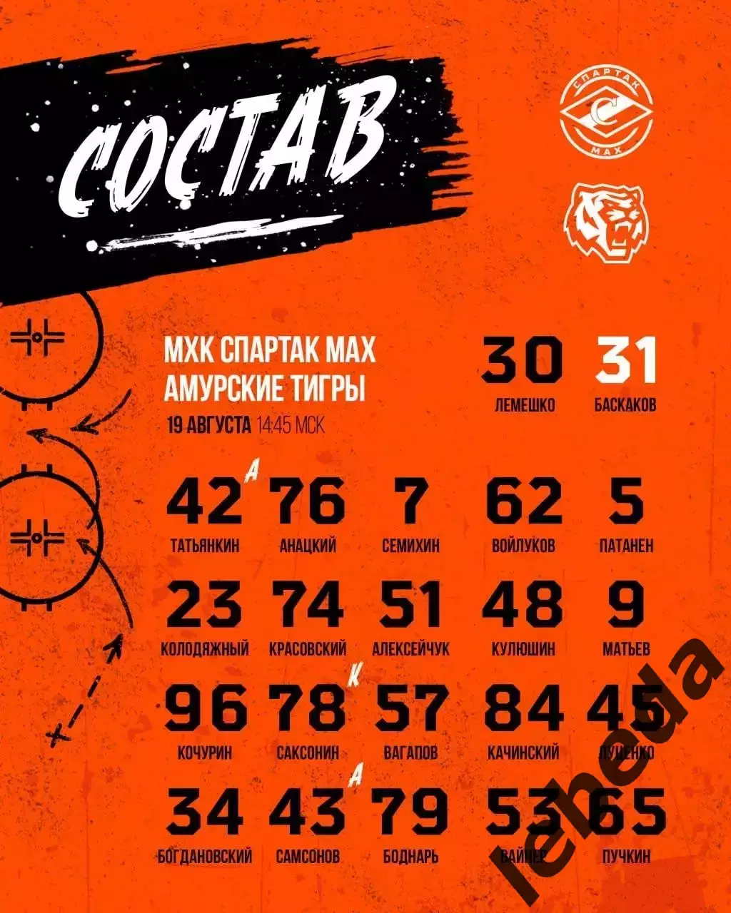 Спартак МАХ Москва - Амурские Тигры Хабаровск- 2026 / 2027. (20.08.26) Товарняк 1
