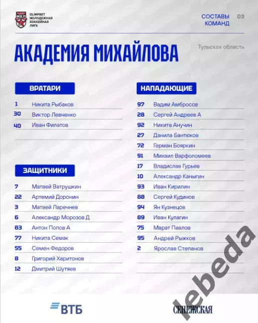 МХК Динамо М - Академия Михайлова - 2026 / 2027. (8.09.26.) официальная 2