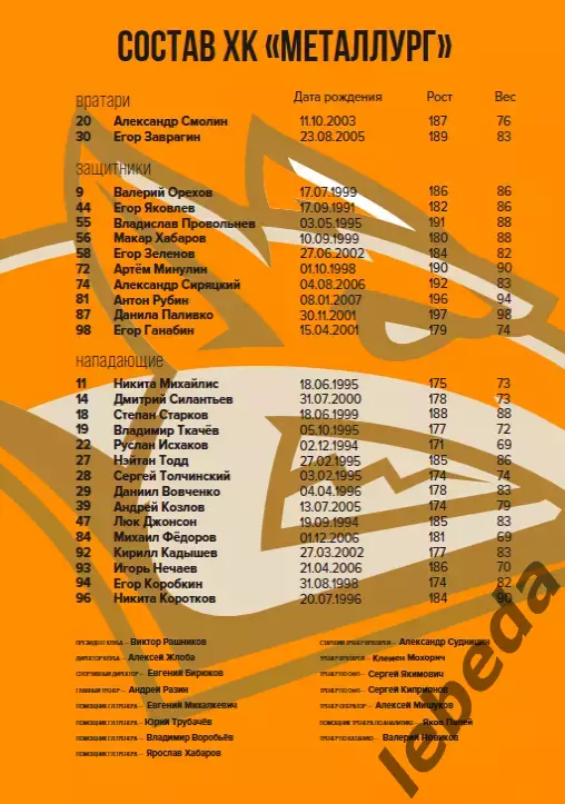 Авангард Омск - Магнитогорск / Екатеринбург - 2026 / 2027. (7.09.26) официальная 3