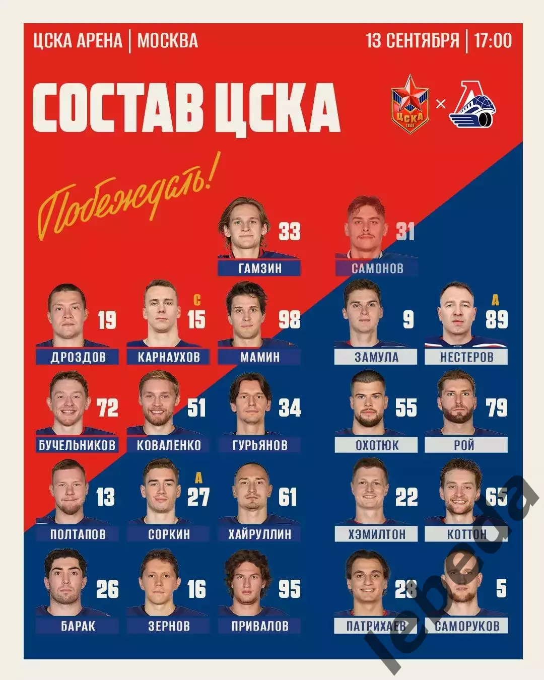 ЦСКА - Локомотив Ярославль - 2026 / 2027 год. (13.09.26) 2