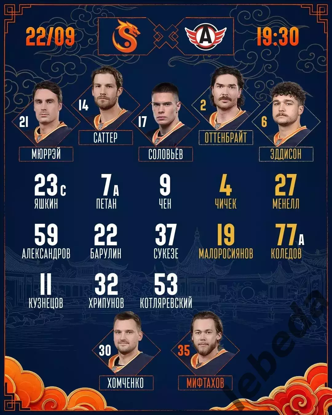 Драконы Китай - Автомобилист Екатерирбург - 2026 / 2027 год. (22.09.26) 2
