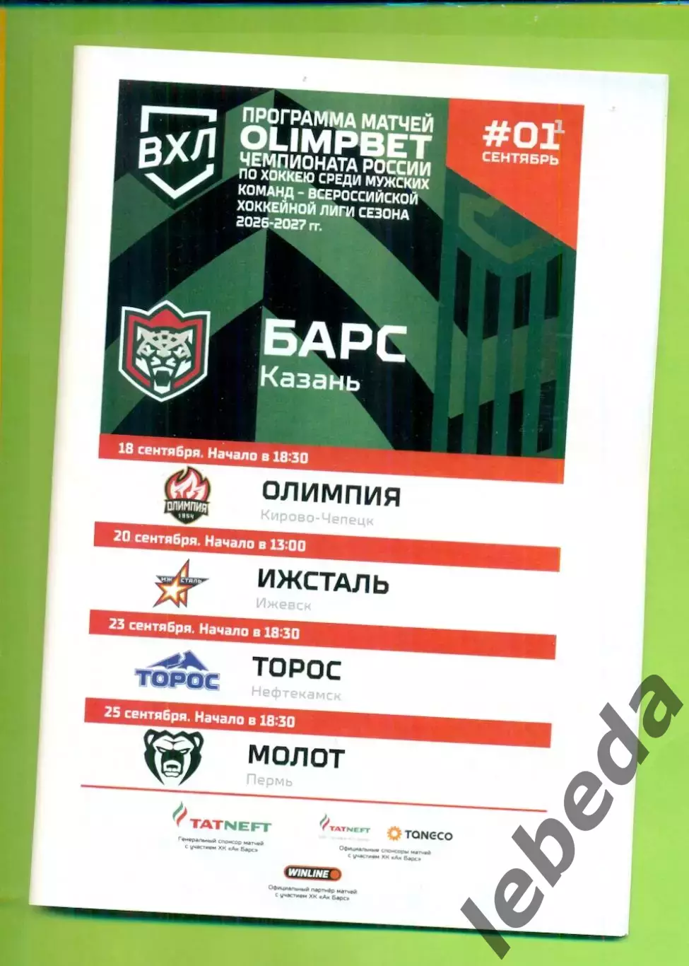 Барс Казань - Олимпия К.Чип / Ижсталь Ижевск / Торос / Молот Пермь - 2026 / 2027