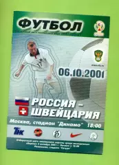 Россия - Швейцария - 2001 год. ( 06.10.01 )