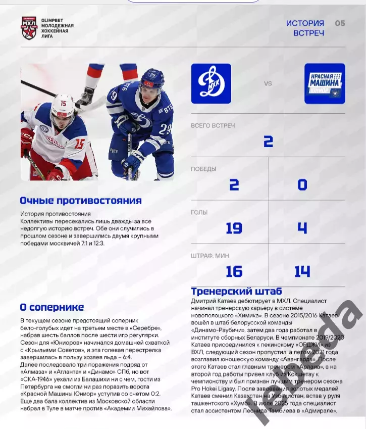 МХК Динамо М - Красная Машина Юниор - 2026 / 2027. (30.09.26.) официальная 2
