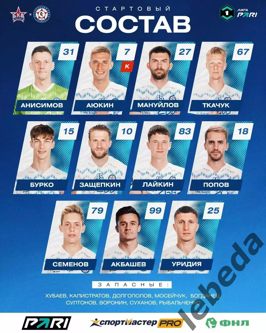 СКА Хабаровск - Камаз Н.Челны - 2026 / 2027 г. (10.10.26) 1