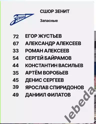 СКА Хабаровск (Мол) - Зенит СП (Мол) - 2026 / 2027 г. (9.10.2026) 1