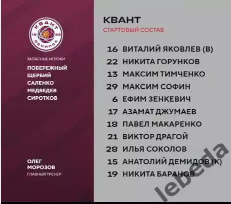 СКА -2 Хабаровск- Квант Обнинск - 2026 / 2027 г. (10.10.26) 2