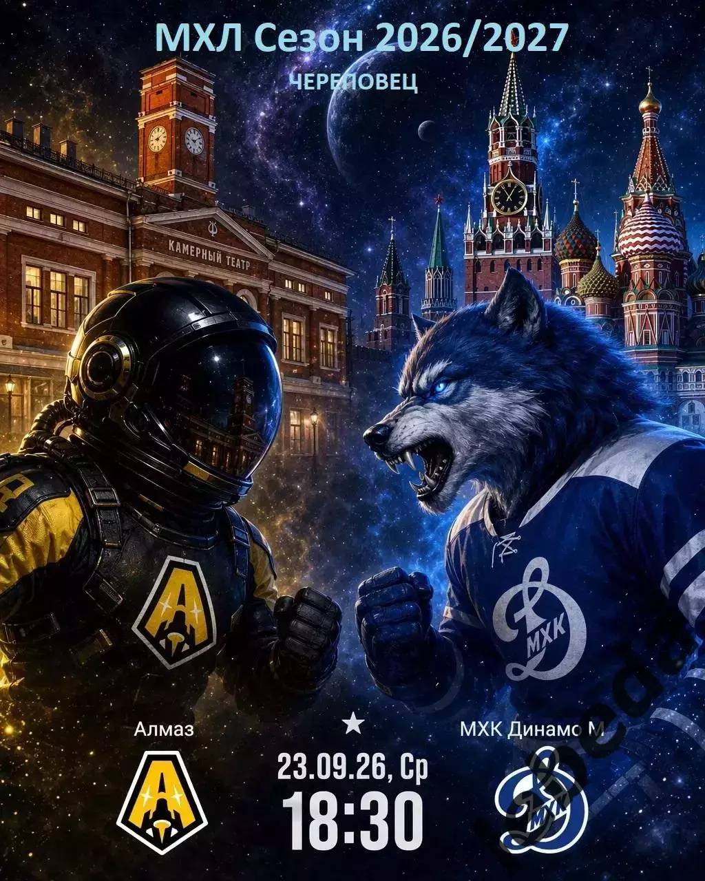 Алмаз Череповец - МХК Динамо Москва - 2026 / 2027 год. (23.09.26)