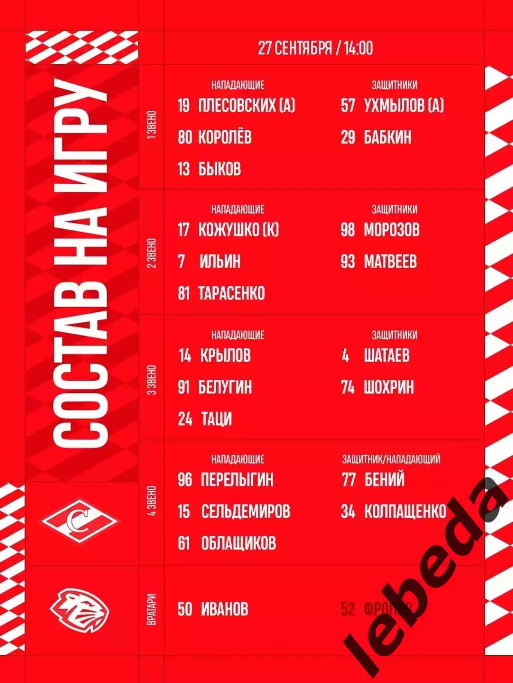 МХК Спартак (Москва) - Динамо-Шинник (Бобруйск) - 2026 / 2027 год. (27.09.26) 1