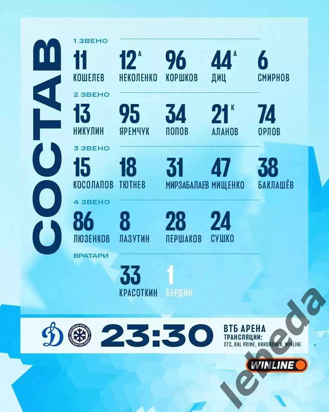 Динамо Москва - Сибирь Новосибирс - 2026 / 2027 г. (20.10.26) 2