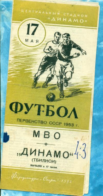 ЦСКА (МВО) - Динамо Тбилиси - 1953 г.