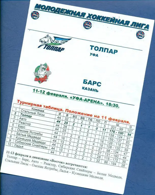 Толпар (Уфа) - Барс ( Казань ) -09/10 (МХЛ)