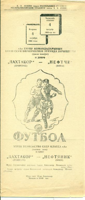 Нефтчи Баку - Пахтакор Ташкент - 1966 г.