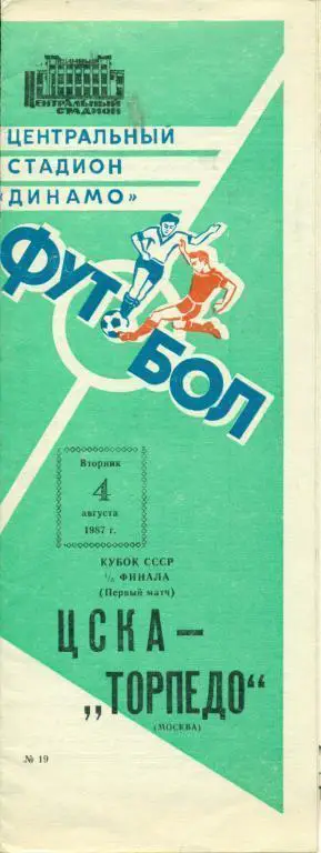 ЦСКА - Торпедо Москва - 1987 г. Кубок СССР 1/8