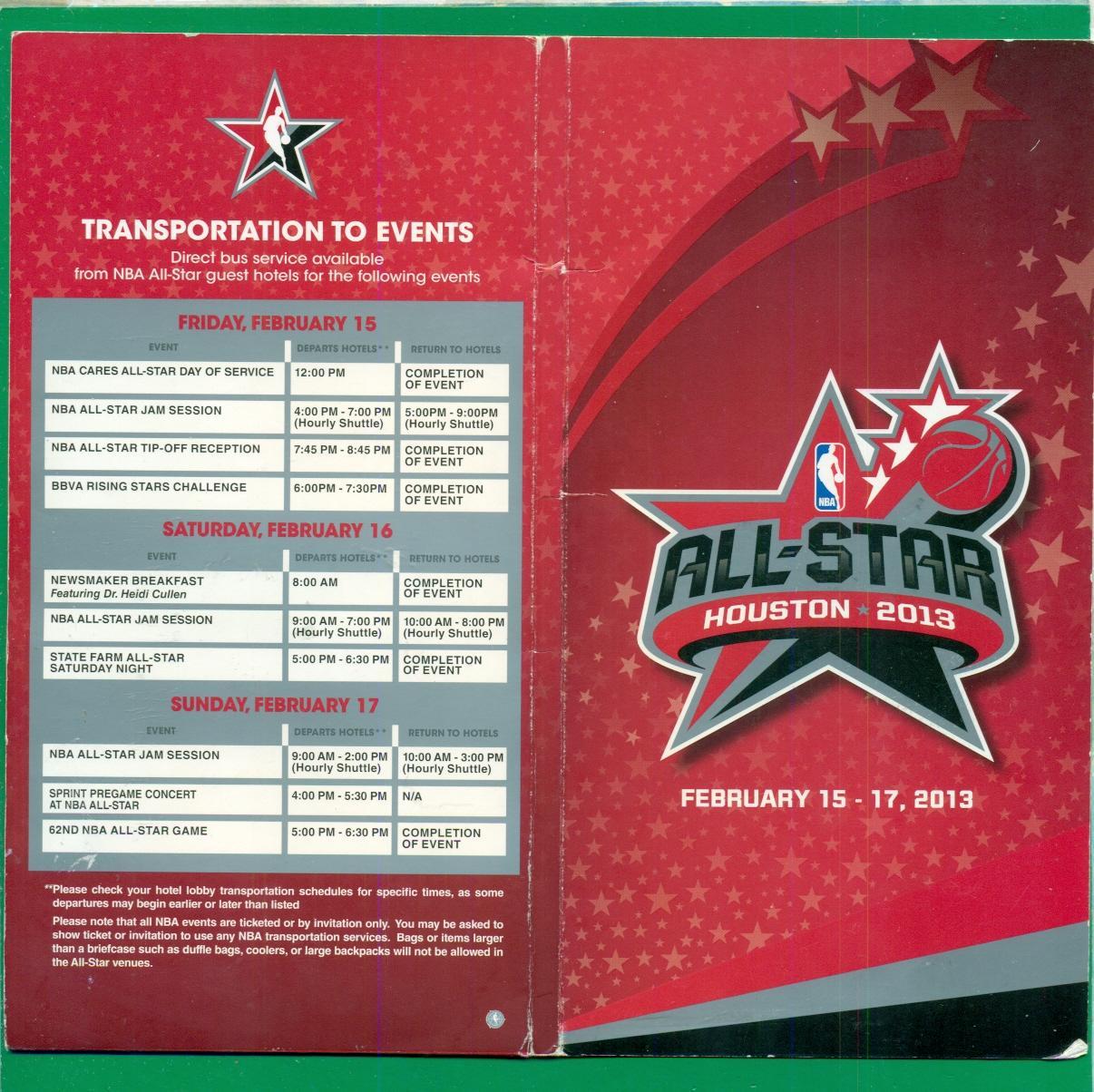 НБА. ALL Star. Хьюстон - 2013 г. Полный компл. билет.на три дня 15-17 матч Звезд 6