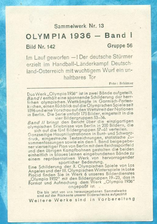 Олимпиада 1936 г. Времен 3 рейха.Открытка -вкладыш в папиросы.100 % оригинал. 1