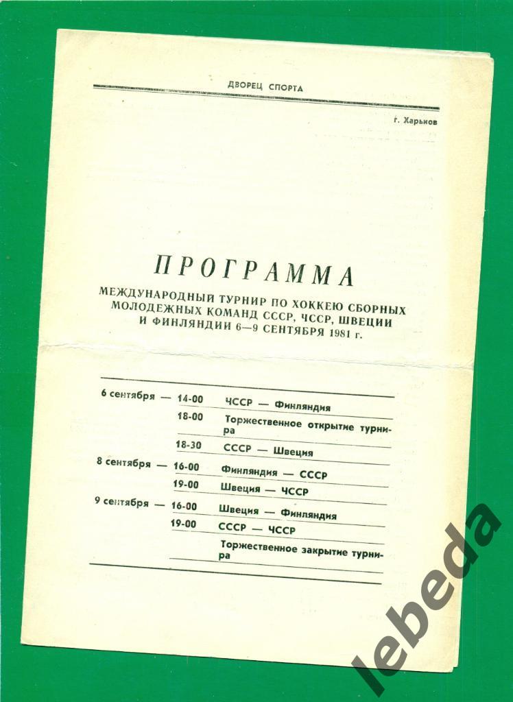 Харьков -1980 / 1981 г. Турнир молодежн.сборных. ( СССР, Швеция, Финляндия...)