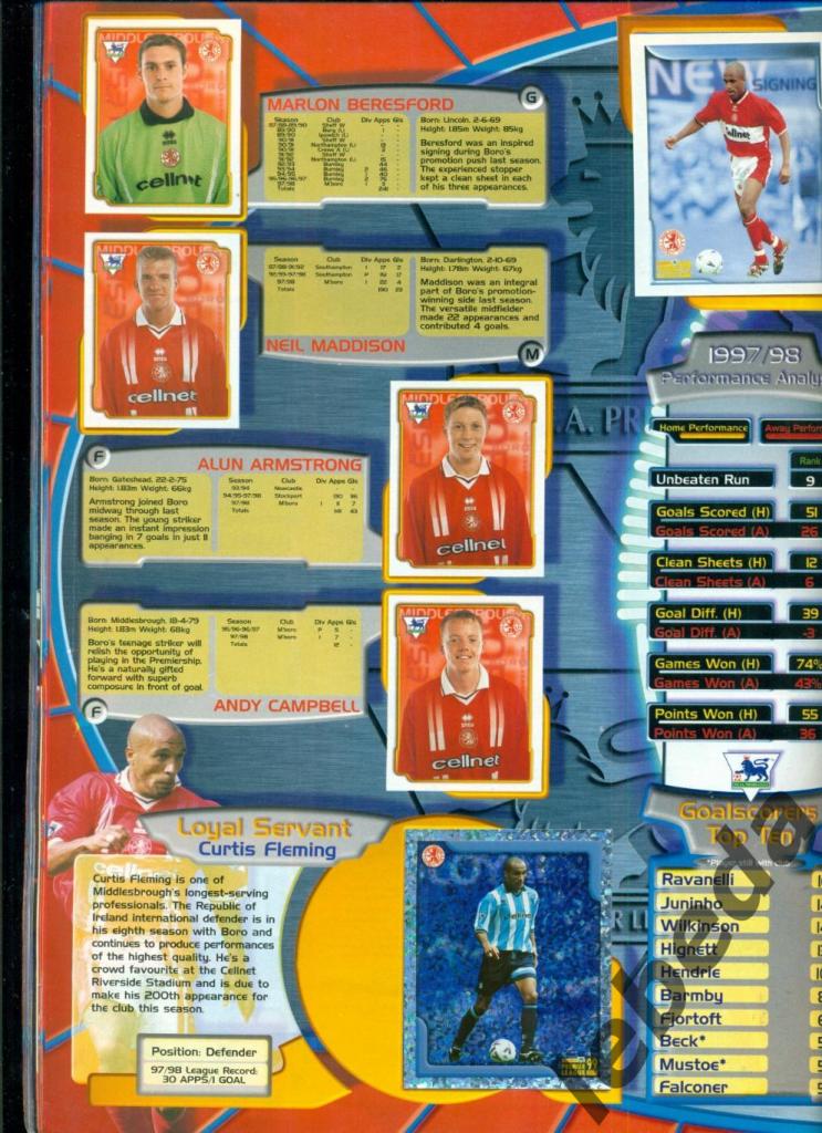 Английская премьер лига 1999 г. № 339 . Миддлсбро.( Middlesbrugh ) Команда. 4