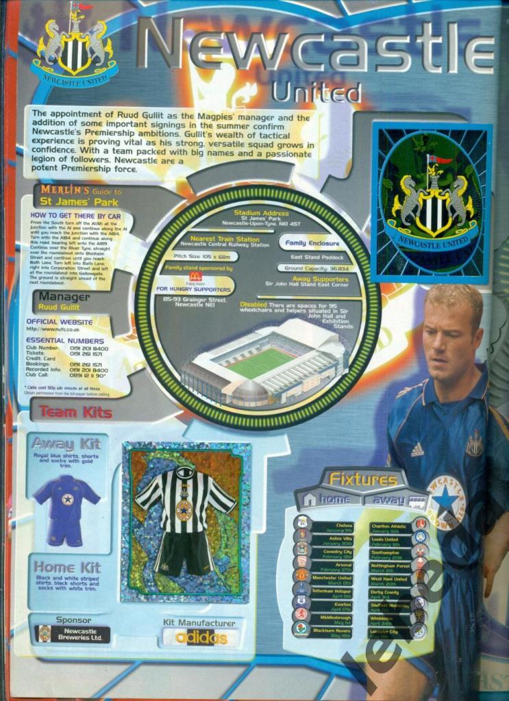 Английская премьер лига 1999 г. № 381. Alan Shearer / Алан Ширер / Newcastle 5