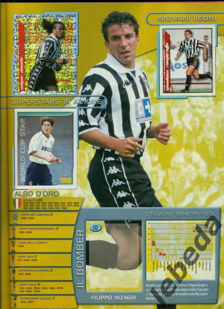 CALCIO MERLIN (Италия) - 2000. / Стикерс / №149. Филиппо Инзаги. Ювентус 5