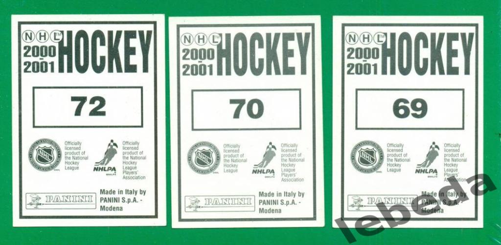 Наклейка PANINI. НХЛ (HXL) - Хоккей - 2000 /2001 г. OTTAWA SENATORS №.69.70.72 1
