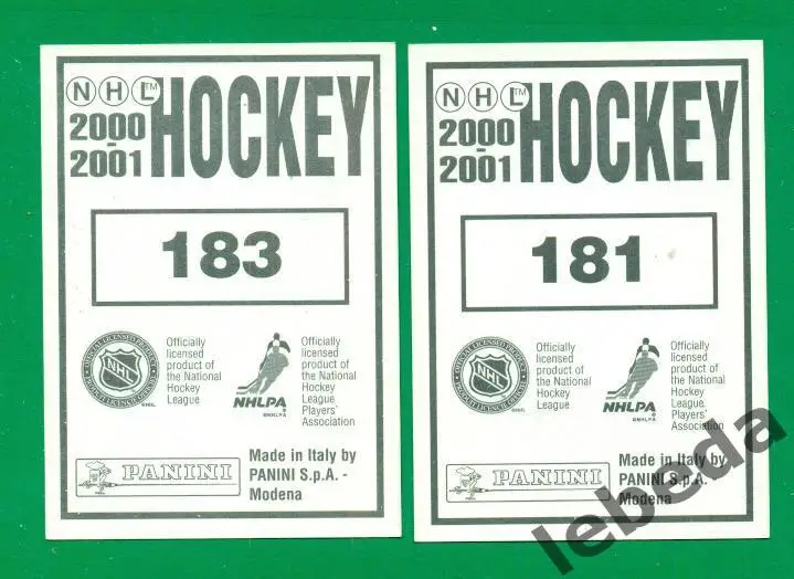 Наклейка PANINI. НХЛ (HXL) - Хоккей - 2000 /2001 г.№.181,183. 1
