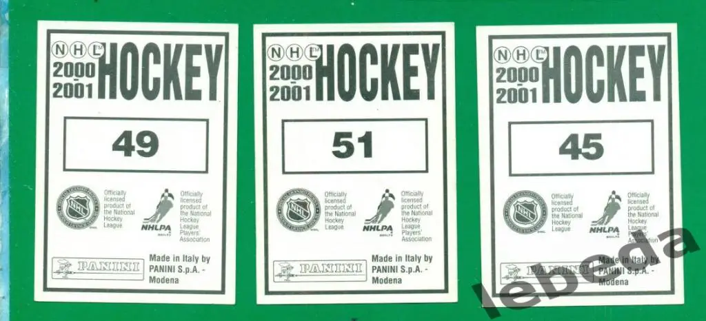 Наклейка PANINI. НХЛ (HXL) - Хоккей - 2000 /2001 г. NEW JERSEY DEVILS № 45,49,51 1