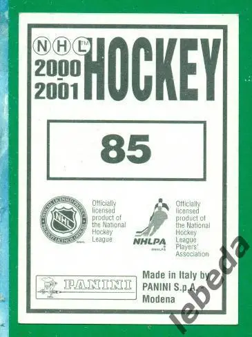 Наклейка PANINI. НХЛ (HXL) - Хоккей - 2000 /2001 г. PITTSBURGH № 85 1