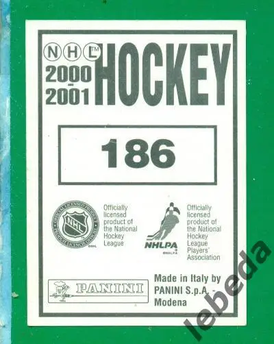 Наклейка PANINI. НХЛ (HXL)- Хоккей - 2000 /2001 г. PHOENIX COYOTES №186. Roenich 1