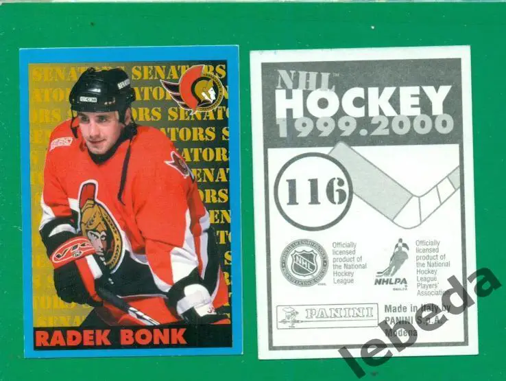 Наклейка PANINI.(HXL) - Хоккей -1999 / 2000 г. Оттава Сенаторс № 116 Радек Бонк.
