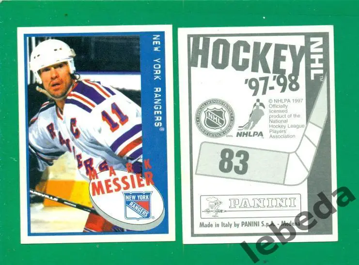 Наклейка PANINI.(HXL) - Хоккей -1997 / 1998 г.№№ 83. Mark Messier/