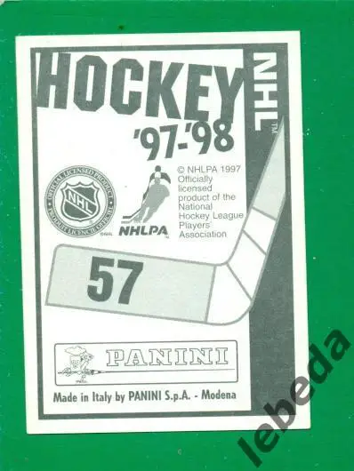Наклейка PANINI.(HXL) - Хоккей -1997 / 1998 г.№№ 57. Martin Straka. 1