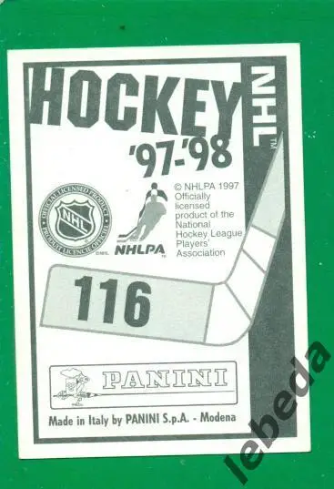 Наклейка PANINI.(HXL) - Хоккей -1997 / 1998 г.№№ 116. Adam Oates. 1