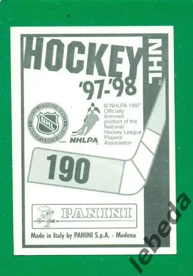 Наклейка PANINI.(HXL) - Хоккей -1997 / 1998 г.№№ 190 1