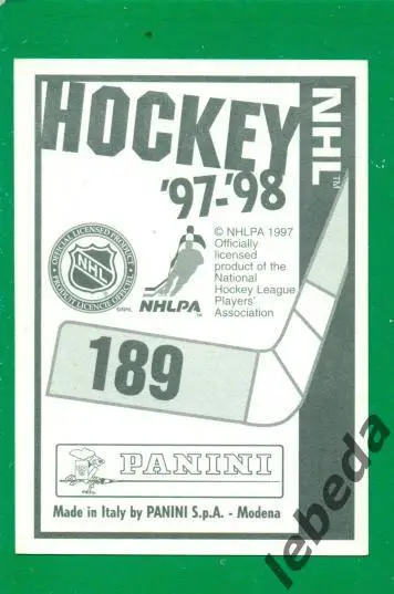Наклейка PANINI.(HXL) - Хоккей -1997 / 1998 г. №№ 189./ Jari Kurri 1