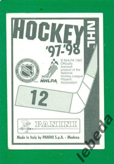 Наклейка PANINI.(HXL) - Хоккей -1997 / 1998 г. №№ 12. / Дерик Плант / 1