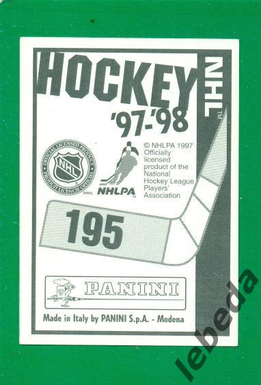 Наклейка PANINI.(HXL) - Хоккей -1997 / 1998 г. №№ 195. Калгари. 1