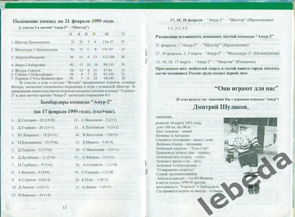 Амур Хабаровск - 1999 г. №4. Хоккейный клуб Амур. 2