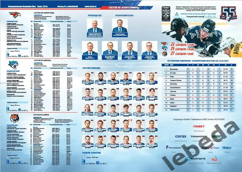 Нефтехимик - Амур Хабаровск/ Барыс Астана / Авангард Омск - 2023 / 2024 г.