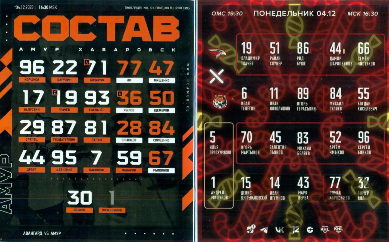 Авангард Омск - Амур Хабаровск - 2023 / 2024 г. (04.12.23.) 1